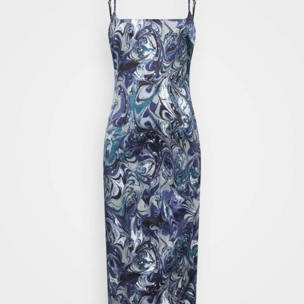 Abercrombie and Fitch Navy Marble Cocktail Holiday Bodycon Built-In Shape Dress